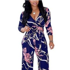 Lisa Colly Women Summer Floral Print Jumpsuit